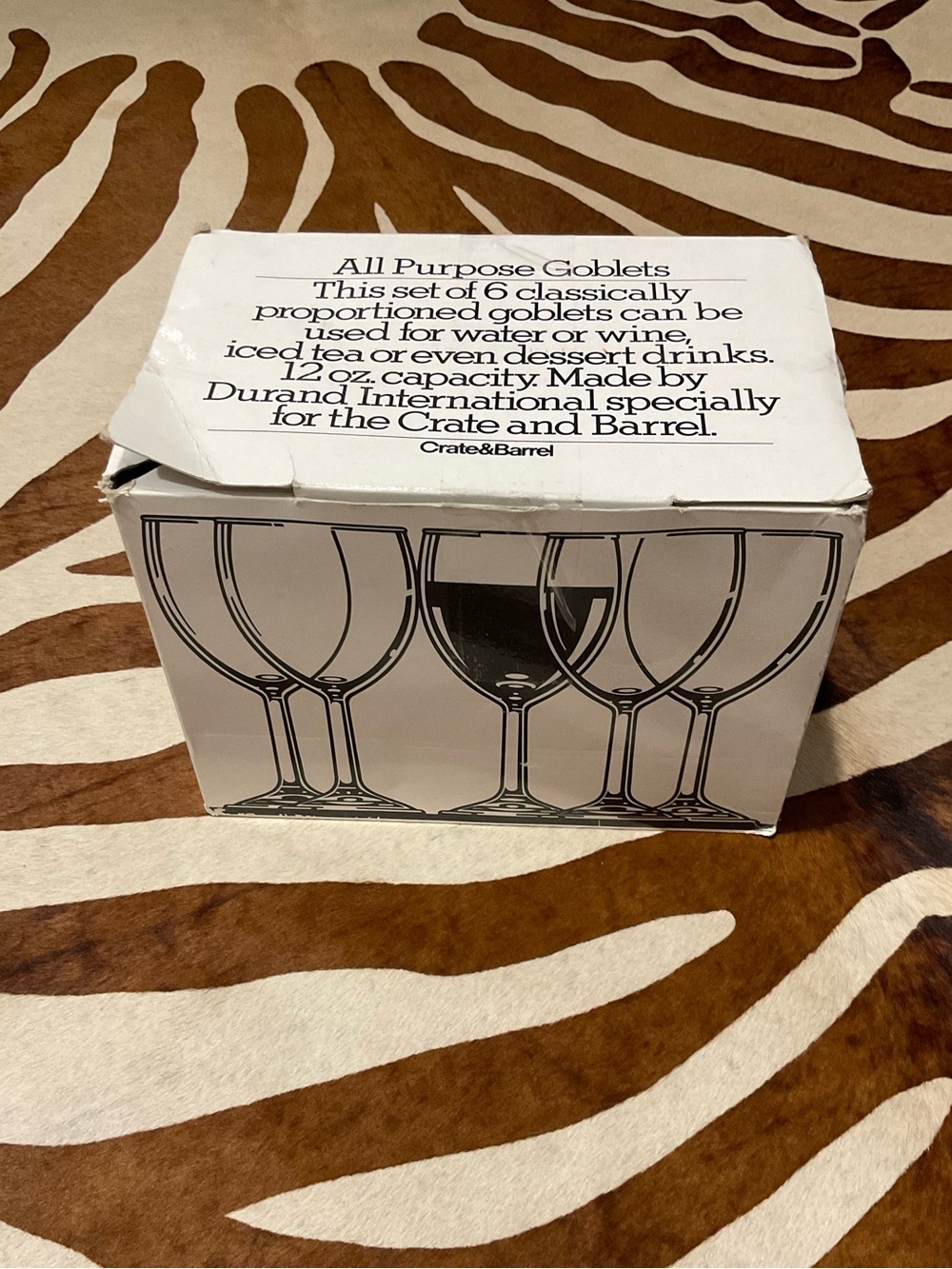 1990s SET 6 CRATE AND BARREL BALLOON WINE GLASSES GOBLETS 16 Oz